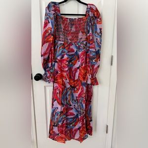 Farm rio colored bananas smocked dress size small